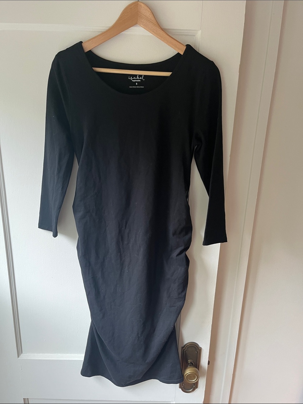 Isabel by Ingrid and Isabel Black 3/4 Sleeve Midi Bodycon Maternity Dress